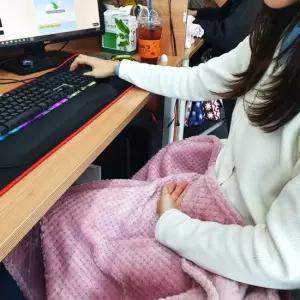 무릎담요 극세사 양면 회사 카페 담요 연핑크 극세사담요 캠핑담요 와플담요
