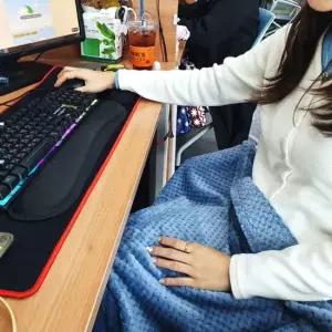 무릎담요 극세사 양면 회사 카페 담요 블루 극세사담요 캠핑담요 와플담요