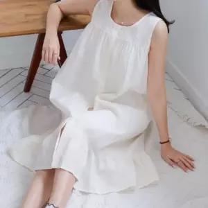 [옷자락] 여자 러블리 면 소재 셔링 롱기장 홈웨어 원피스