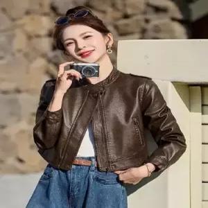 마킷3 여친 봄 슬림핏 고급스런 숏코트 재킷 옷 가죽 차이나카라 JEN1
