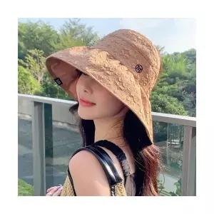은창]플라워 엠보 스트링 선캡 모자 썬캡 여름 밀짚 왕골 여름 자외선차단 여성 돌돌이 썬캡 모자 여자 벙
