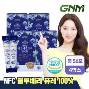 GNM 맛있는 NFC 블루베리 퓨레 100% 14포 X 4박스(총 56포) / 블루베리즙 주스