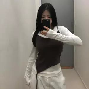 여자 나시 레이어드 골지 슬림 긴팔 티셔츠