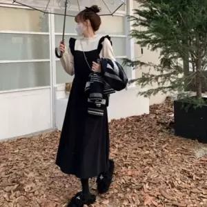 친절한탄씨 데일리룩 러블리 귀여운 레이어드 배색 니트 핏좋은 겨울원피스 니트원피스 결혼식하객룩