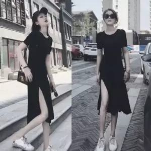 친절한탄씨 데일리 원피스 편한 여름 롱스커트 치마 패션 코디 롱스커트홈드레스 검정원피스