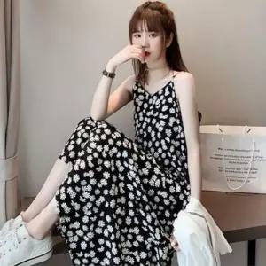 친절한탄씨 원피스 여름 하객 트레이닝복 홈웨어 롱 쉬폰 플레어 플레어원피스 레이어드원피스