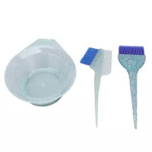 3pcs 헤어 염색 컬러 브러시 세트 프로페셔널 살롱 틴트 빗 및 볼 탈색 도구 블루