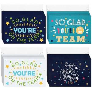 Gey 48팩 Welcome to Team Cards 감사 카드 봉투 48개 So Glad You on The Work 기념일 표창 선물 19.8 x 15.2cm 7.8 6인치 별 스타일