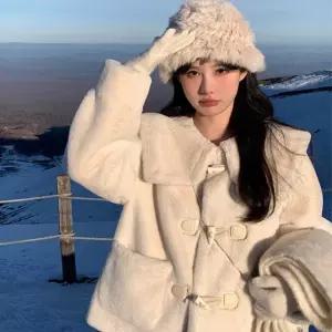 여성 가을 토끼털 루즈핏 퍼 겨울 렉스 코트 페이크 떡볶이