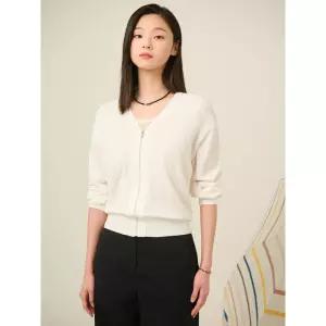 [빈폴레이디스] 집업 V넥 긴소매 카디건  아이보리 (BF545AC050)