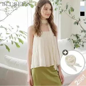 [블루레이스] [2SET]링클 뷔스티에 블라우스+스카프_B6M1BL6301