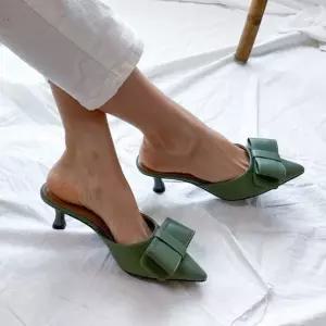 리본 블로퍼힐 데일리 슬리퍼구두 스틸레토 플랫 뮬