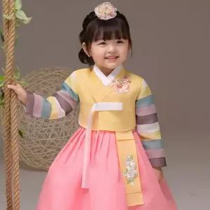 [보리보리/더예한복]QT378-하린노랑 여아한복 아동한복