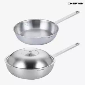 쉐프윈 316STS 통5중 26cm 소테후라이팬+28cm 멀티웍