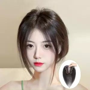 키라비 여자 정수리 가발 100% 인모 수제 부분가발 자연스러운 탑커버 YHP316