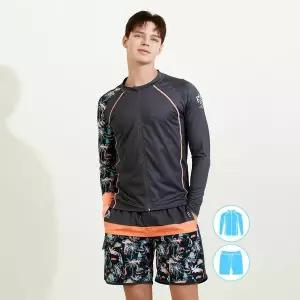 [하프클럽/베이직 엘르]베이직엘르 남성인 집업 래쉬가드 비치반바지 세트 BEM-W910G