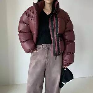 [하프클럽/옷자락]여자 유광패딩 집업 겨울 크리스마스 빨강 패딩 점퍼