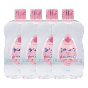 존슨즈 베이비 오일 500ml 4개 / 핑크 레귤러 온가족 아기 바디오일