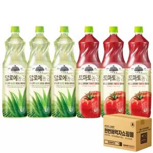 [한번에먹자] 1.5L 과즙음료 혼합세트 (가야 알로에농장 + 가야 토마토농장) 각3개씩, 총6개입