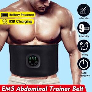 벨트 복부 충전식 USB 피트니스 LED EMS 마사지기 허리 슬리밍 근육 전기 배꼽 마사지 진동 지형