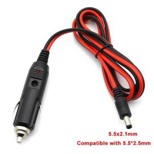 DC 12V 5A 차량용 시거잭 충전기 케이블 퓨즈 포함 공용 전원 어댑터 플러그 5.5x2.1mm 5.5*2.5mm 호환 1개