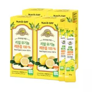 뉴트리디데이 프리미엄 착즙 리얼 유기농 레몬즙 100프로 20g×14포 4개 원물