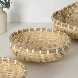 25cm 소쿠리 대나무 원형 정겨운 바구니 인테리어 바구니 25cm
