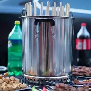 15구 항아리 스텐 훈연 원통형 바비큐 꼬치 화로통 훈연 스텐