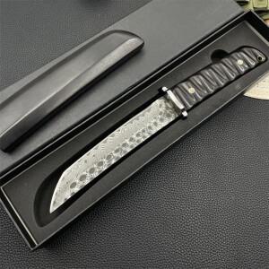 고경도 다마스커스 블레이드 흑단 손잡이 아웃도어 전투용 나이프 야외 전술 사냥용 생존 도구 캠핑