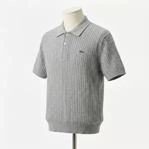 (매장출고)라코스테 남성 케이블 반팔 스웨터 폴로 셔츠 멜란지그레이 PH368E-56G CCA