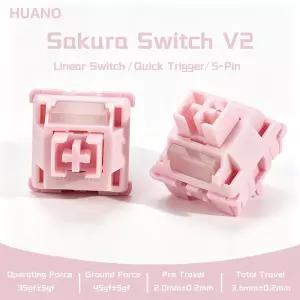 HUANO 사쿠라 V2 V3 스위치 핑크 35gf 5핀 리니어 크리미 커스텀 DIY 60 게이밍 기계식 키보드 POK POM