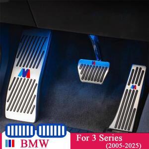 BMW 풋 페달 커버 스테인레스 스틸 고무 미끄럼 방지 3 시리즈 5 X3 X5 (2003-2024년식) 호환