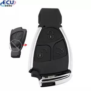 Ecusells 실버 사이드 수정 원격 키 쉘 케이스 벤츠 호환 CLS C E S  배터리 거치대 3 단추 포브