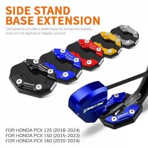 혼다 호환 PCX125 PCX150 PCX160 PCX 125 150 160 -2024 용 바이크 오토바이 사이드 스탠드베이스 확장 대