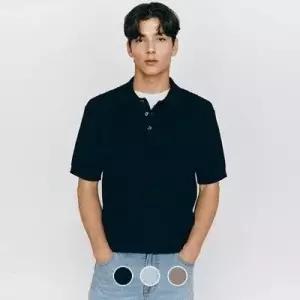 지오다노 여성니트 남자니트 남성 여름 립 스판 스티치 폴로넥 반팔 카라