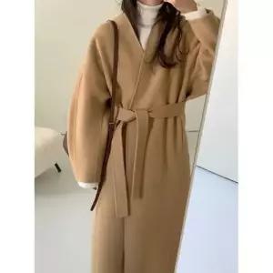 여자 하프 모직 가을 모직코트 코트 브이넥 슬림핏 레이스 OP3