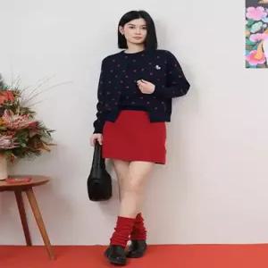 이너 여친 울 니트 혼방 양면직 모피 봄가을 풀오버 긴팔 데일룩 코트 DAOL1