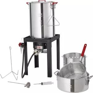 VEVOR 튀르키예 딥 프라이어 30qt 야외 알루미늄 해산물 끓이기 키트 생선 찜솥 세트 54 000 BTU 버너