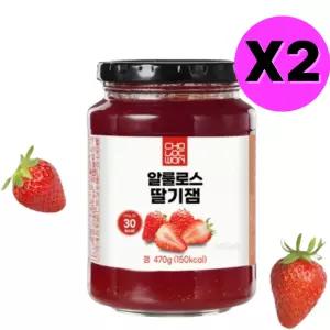 초록원 저당 알룰로스 딸기잼 470g X2 딸기 라떼 와플 BNS