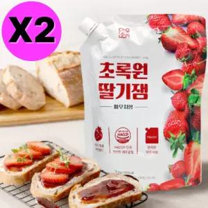 초록원 딸기잼 파우치형 대용량 1kg X2개 와플 에이드 BNS