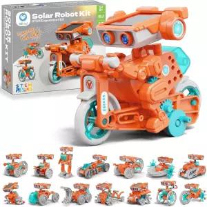 814세 소년을 위한 실버드 태양광 로봇 빌딩 키트 STEM 선물 15in1 DIY 과학 교육용 세트 212피스가 포함된
