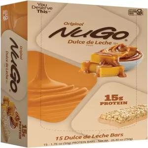 NuGo 단백질 바 둘체 드 레체 15g 텐 프리 15개 카운트