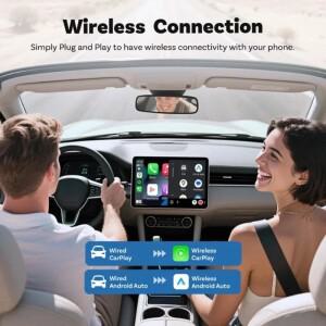무선 카플레이 및 Android Auto 어댑터 USB 유선-무선 동글 (아이폰 호환 안드로이드 폰용) OEM 유선 차량