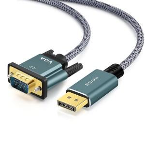 디스플레이 포트 - VGA 데스크탑  노트북 모니터 프로젝터 연결 DP 케이블 어댑터 포함