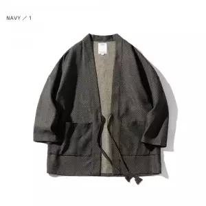 용 비늘 다이아몬드 무늬 남성 가디건 일본 복고풍 스타일 하오리 숄 가을용 남자가디건코디
