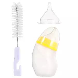 ULTECHNOVO 강아지 젖병 180ml 커브드 넥 반려동물 사료병 미끄럼 방지 디자인 청소 브러시 교체 신생아