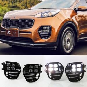 자동차 LED DRL 헤드라이트, 기아 스포티지 KX5 2016 2017 2018 안개등, 주간 주행등, 주행등 프레임 그릴