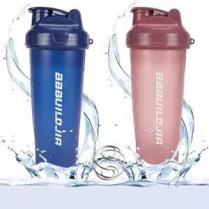 BBBUILDJIA 2팩 셰이커 병은 최대 24온스 쉐이킹 볼 거품기 휴대용 운동 전 단백질 음료 컵 칵테일 스무디