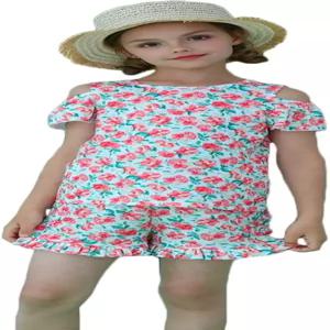 여름 쇼트 세트 면 의상 반팔 티 티셔츠 탱크탑 반바지 바지 2PC 2-7Y
