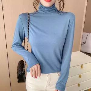 고품질 여자 겨울 코디 이너 티셔츠 컬러 목티 반폴라 셔츠 여자봄옷 (WB67A90)